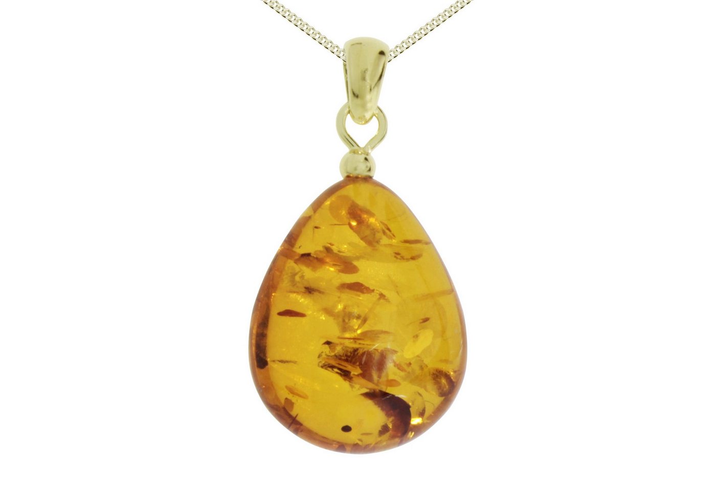OSTSEE-SCHMUCK Kette mit Anhänger Ostsee-Schmuck Kette mit Anhänger Tropfen flach, ca. 22 mm lang (2-tlg) von OSTSEE-SCHMUCK