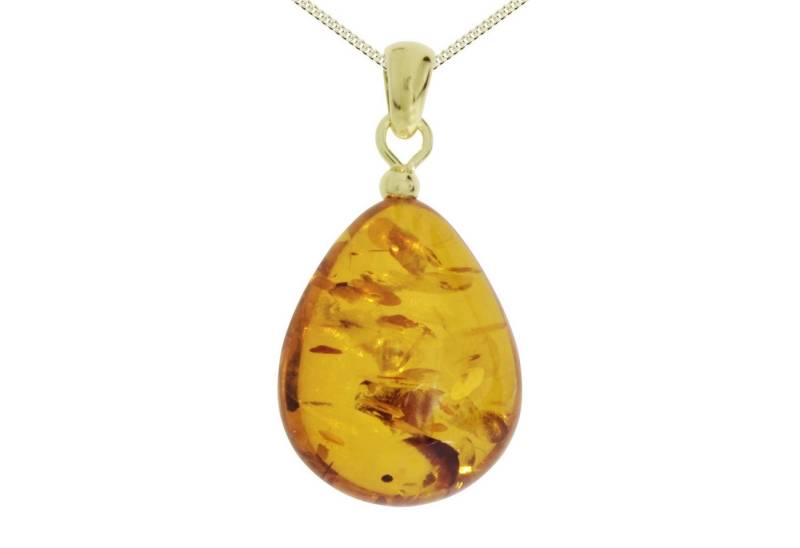 OSTSEE-SCHMUCK Kette mit Anhänger Ostsee-Schmuck Kette mit Anhänger Tropfen flach, ca. 22 mm lang (2-tlg) von OSTSEE-SCHMUCK