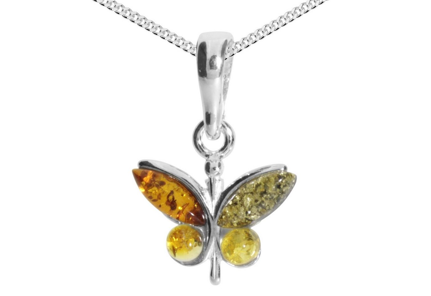 OSTSEE-SCHMUCK Kette mit Anhänger - Schmetterling - Silber 925/000 - Bernstein (2-tlg) von OSTSEE-SCHMUCK