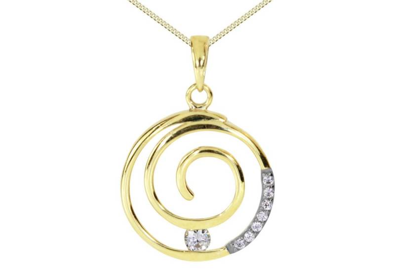 OSTSEE-SCHMUCK Kette mit Anhänger - Spirale - Gold 333/000 - Zirkonia (2-tlg) von OSTSEE-SCHMUCK