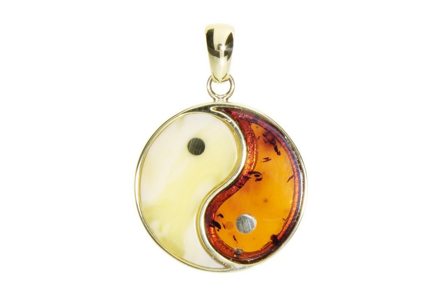 OSTSEE-SCHMUCK Kettenanhänger - Yin & Yang - Gold 585/000 - Bernstein (1-tlg) von OSTSEE-SCHMUCK