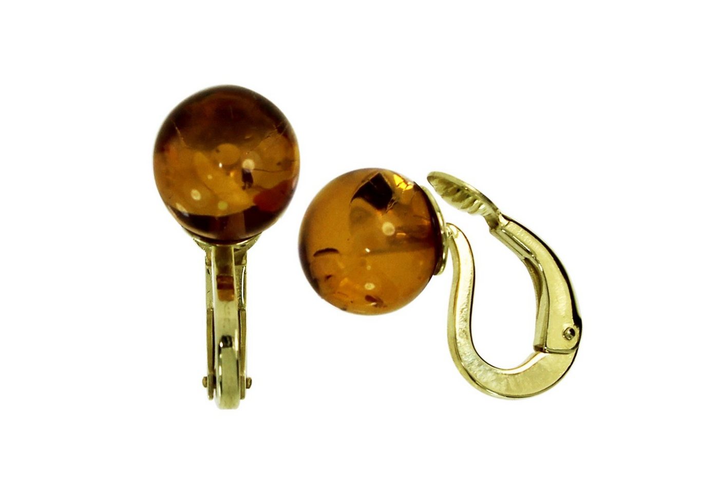 OSTSEE-SCHMUCK Paar Ohrclips - Kugel 10 mm - Gold 333/000 - Bernstein (2-tlg) von OSTSEE-SCHMUCK