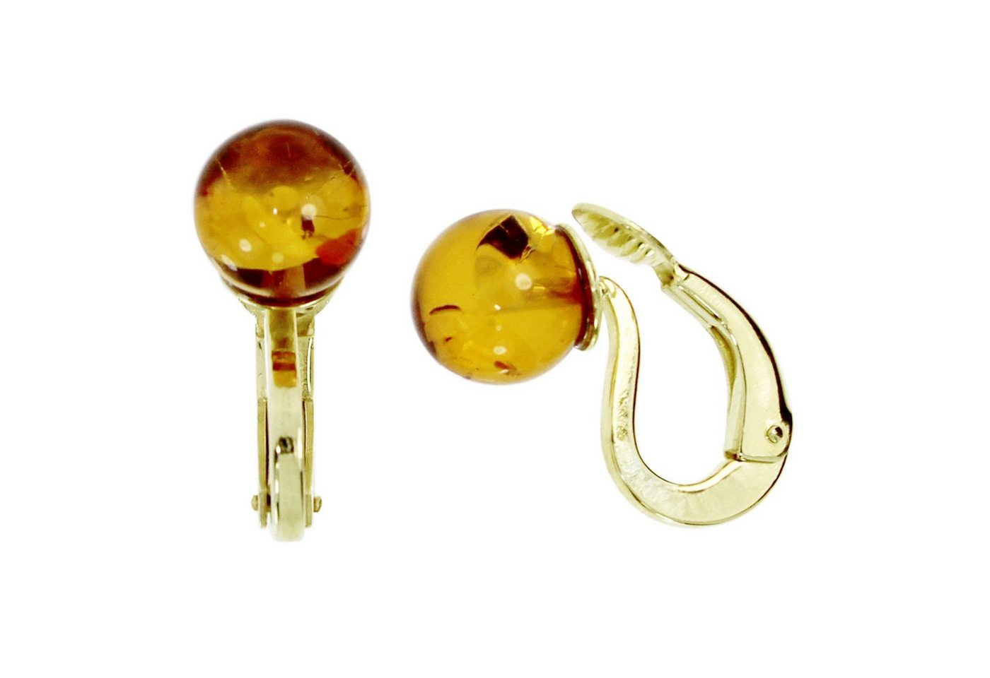 OSTSEE-SCHMUCK Paar Ohrclips - Kugel 8 mm - Gold 333/000 - Bernstein (2-tlg) von OSTSEE-SCHMUCK