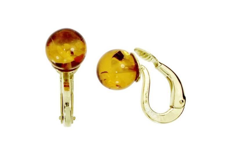 OSTSEE-SCHMUCK Paar Ohrclips - Kugel 8 mm - Gold 333/000 - Bernstein (2-tlg) von OSTSEE-SCHMUCK