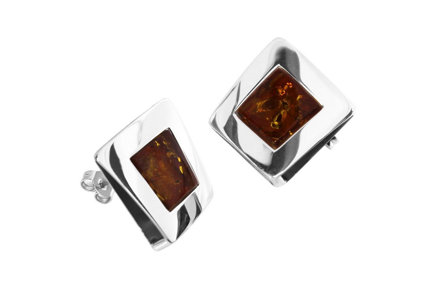 OSTSEE-SCHMUCK Paar Ohrstecker - Alvina 20 x 20 mm - Silber 925/000 - Bernstein (2-tlg) von OSTSEE-SCHMUCK