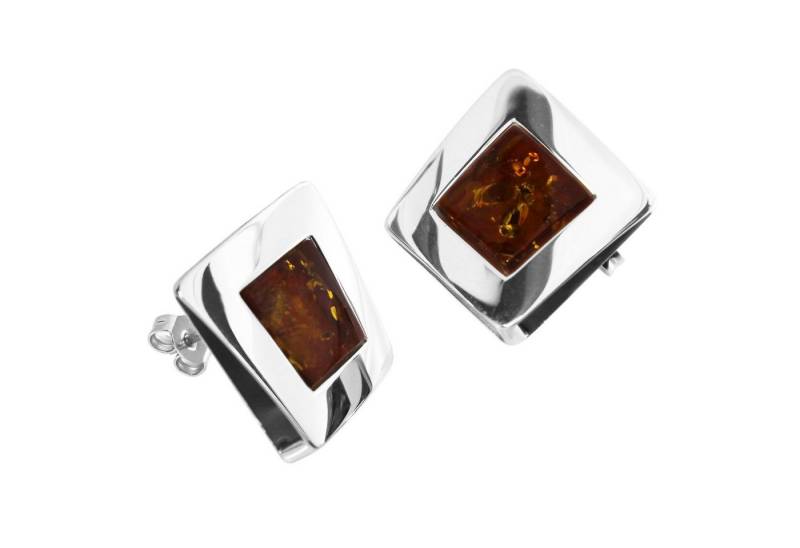 OSTSEE-SCHMUCK Paar Ohrstecker - Alvina 20 x 20 mm - Silber 925/000 - Bernstein (2-tlg) von OSTSEE-SCHMUCK