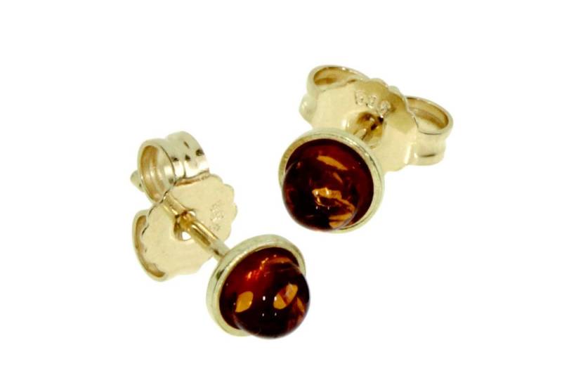 OSTSEE-SCHMUCK Paar Ohrstecker - Classic 4 mm - Gold 585/000 - Bernstein (2-tlg) von OSTSEE-SCHMUCK