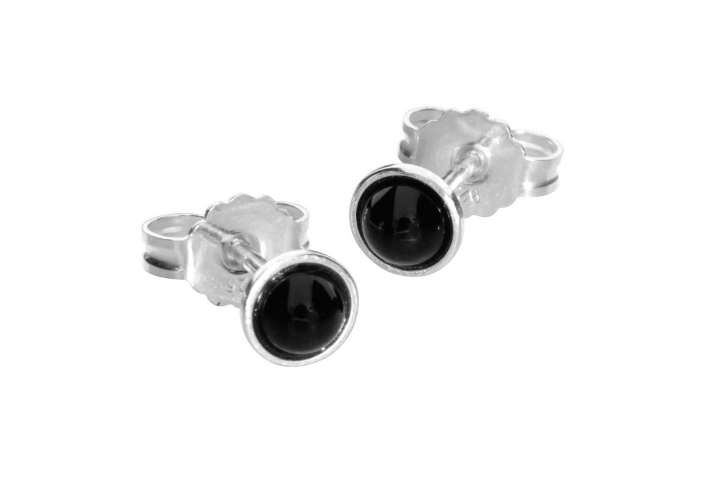 OSTSEE-SCHMUCK Paar Ohrstecker - Classic 4 mm - Silber 925/000 - Onyx (2-tlg) von OSTSEE-SCHMUCK