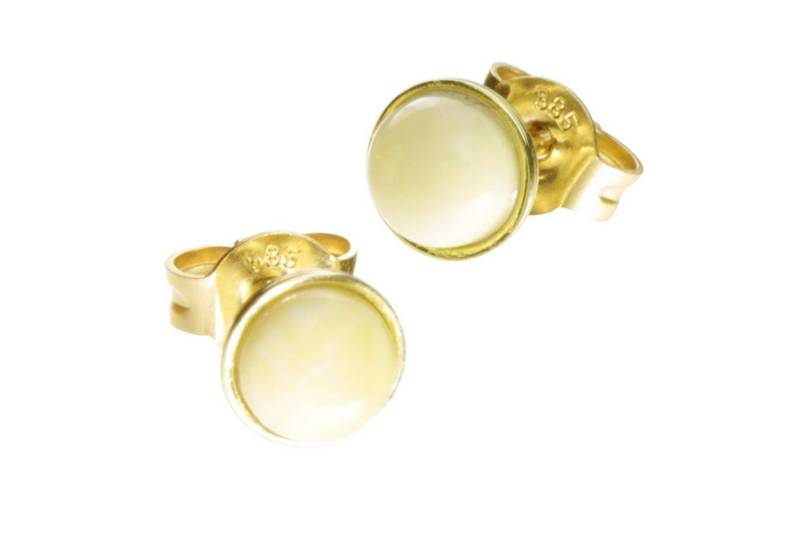 OSTSEE-SCHMUCK Paar Ohrstecker - Classic 5 mm - Gold 585/000 - Bernstein (2-tlg) von OSTSEE-SCHMUCK