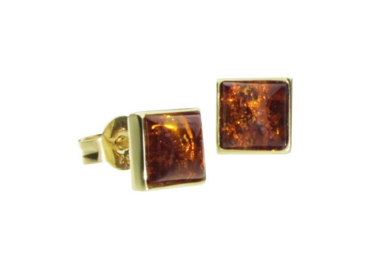 OSTSEE-SCHMUCK Paar Ohrstecker - Classic 6 x 6 mm - Gold 333/000 - Bernstein (2-tlg) von OSTSEE-SCHMUCK