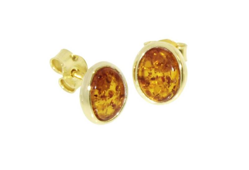 OSTSEE-SCHMUCK Paar Ohrstecker - Classic 8 x 5 mm - Gold 333/000 - Bernstein (2-tlg) von OSTSEE-SCHMUCK