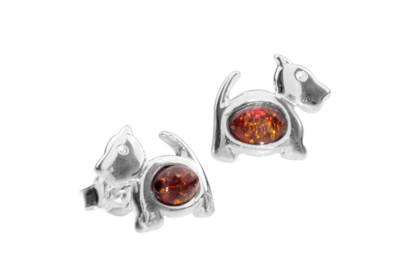 OSTSEE-SCHMUCK Paar Ohrstecker - Hund - Silber 925/000 - Bernstein (2-tlg) von OSTSEE-SCHMUCK