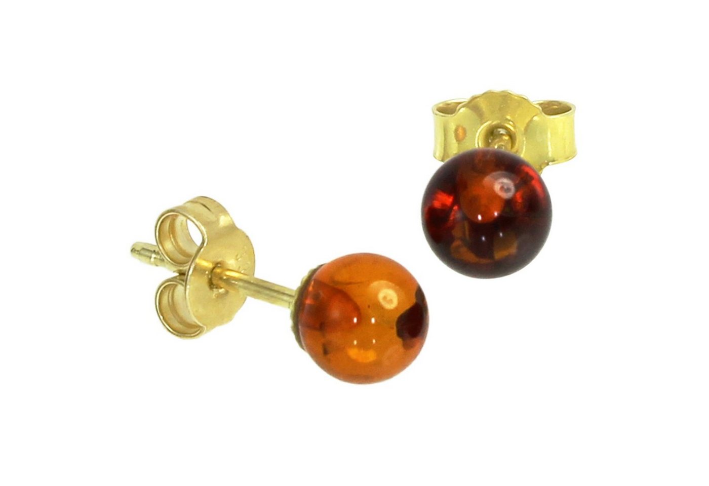 OSTSEE-SCHMUCK Paar Ohrstecker - Klassisch 6 mm - Gold 333/000 - Bernstein (2-tlg) von OSTSEE-SCHMUCK