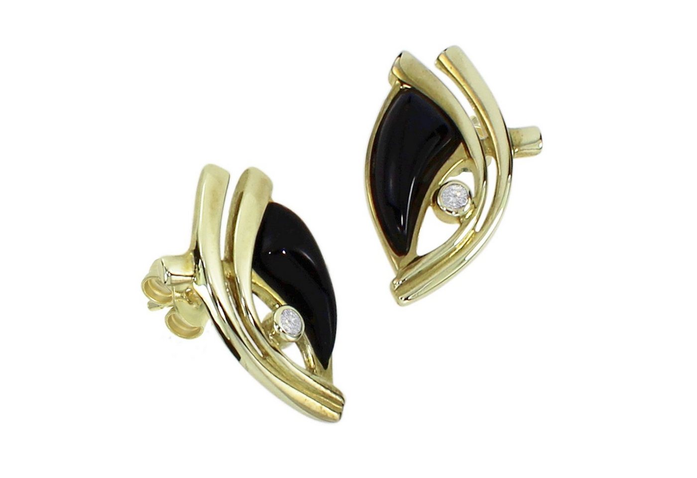 OSTSEE-SCHMUCK Paar Ohrstecker - Tilda - Gold 333/000 - Onyx/Zirk. (2-tlg) von OSTSEE-SCHMUCK