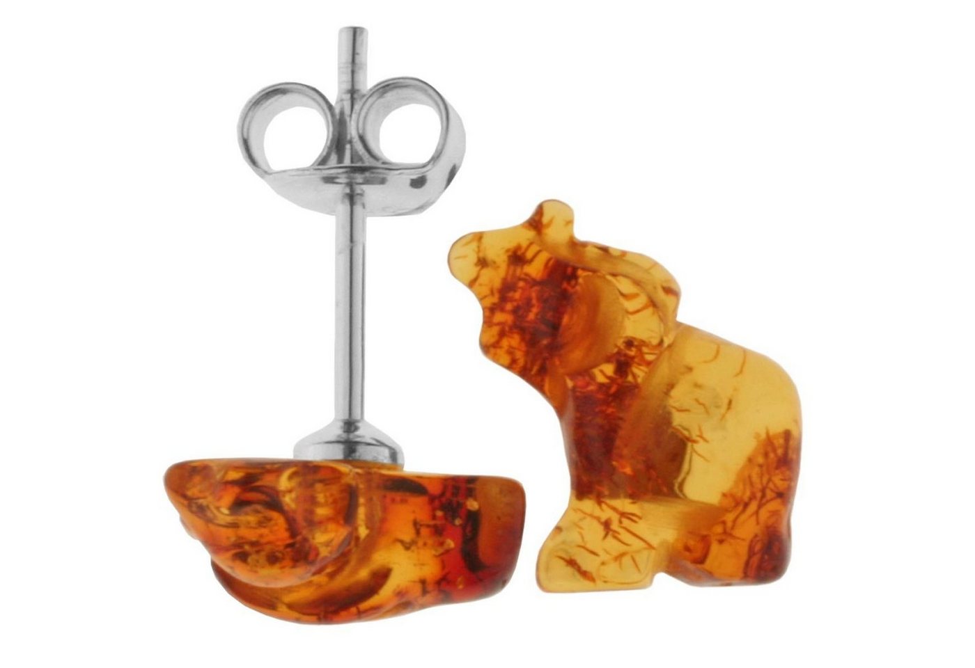 OSTSEE-SCHMUCK Paar Ohrstecker - kleiner Elefant - Silber 925/000 - Bernstein (2-tlg) von OSTSEE-SCHMUCK