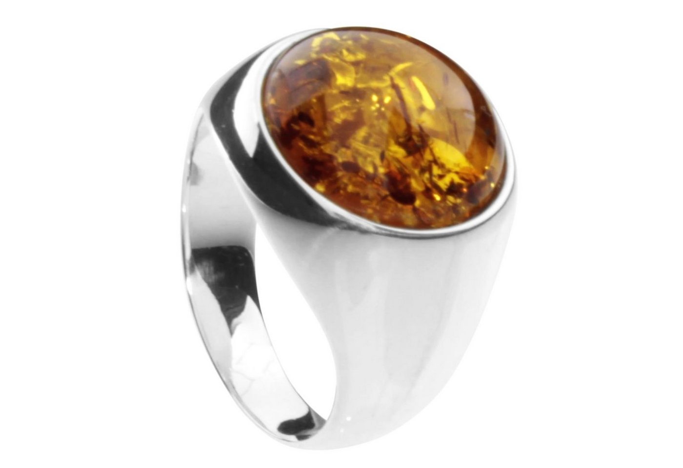 OSTSEE-SCHMUCK Silberring - Classic 14 mm - Silber 925/000 - Bernstein (1-tlg) von OSTSEE-SCHMUCK