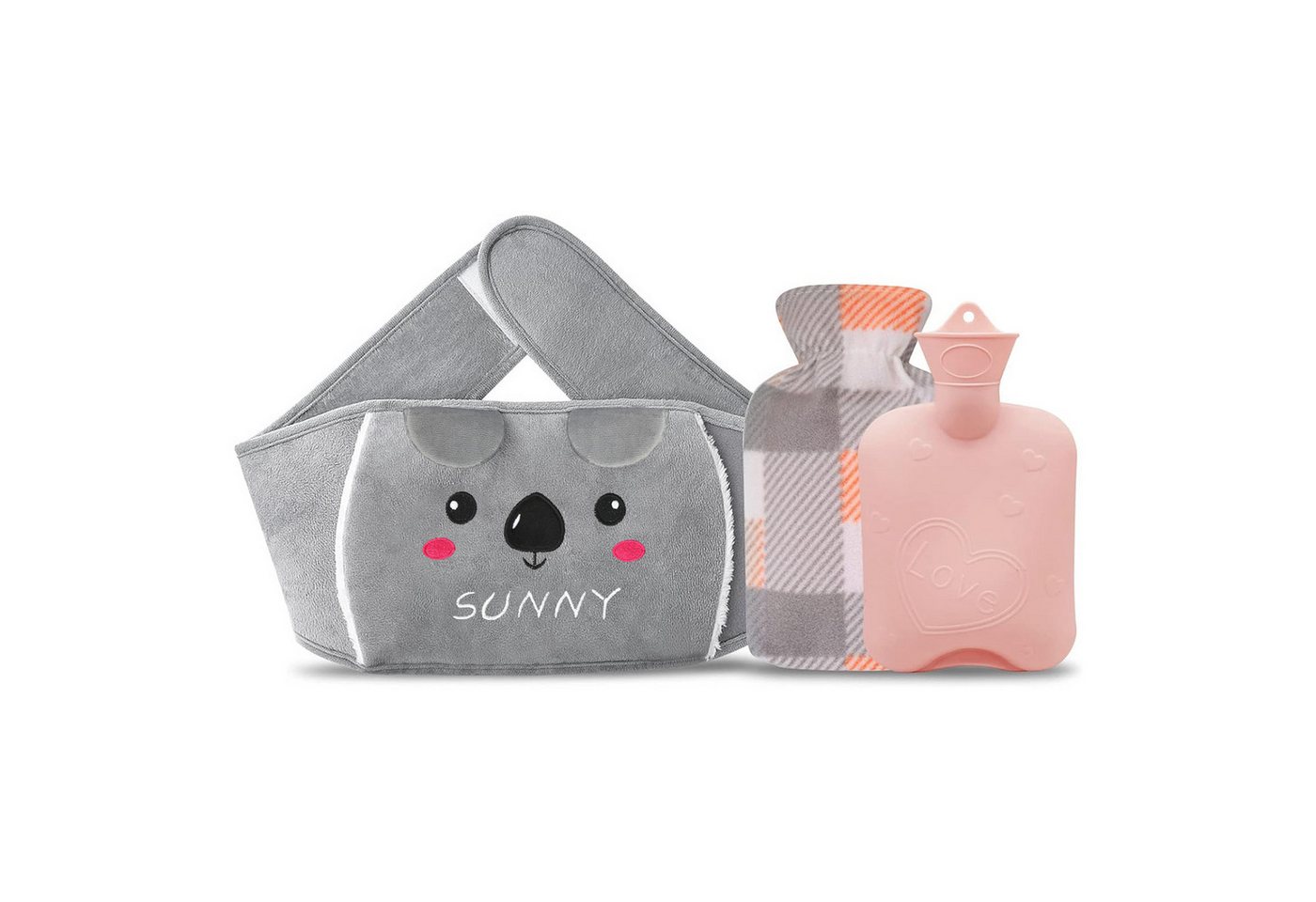 OSTWOLKE Wärmflasche Wärmflaschengürtel Wärmflasche 1L für Nacken Schulter Taillenwärmung, (3-tlg) von OSTWOLKE