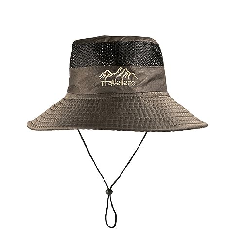 OSUWLSI 1pc Sonnenhut Herren, Outdoor Safari Hut Damen, Breite Krempe Sommerhut Herren, Faltbar Wanderhut, Boonie Hat Sonnenschutz Hut Buschhut Anglerhut Gartenhut von OSUWLSI