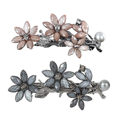 OSUWLSI 2 Stück Elegante Haarspangen für Damen Mädchen, Glitzernde Mode Exquisite Blume Kristall Haarspangen Vintage Strasssteine Haarklammer von OSUWLSI