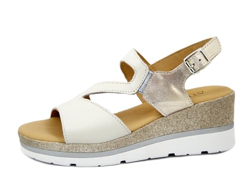 OSVALDO PERICOLI ATEMA - 10887 Damen-Sandalen aus weißem Leder, mittlerer Keilabsatz, bequeme Pflanze, ATEMA, Weiß, 38 EU OSVALDO PERICOLI ATEMA - 10887 Damen-Sandalen aus weißem Leder, mittlerer Keilabsatz, bequeme Pflanze, ATEMA, Weiß, 38 EU von OSVALDO PERICOLI