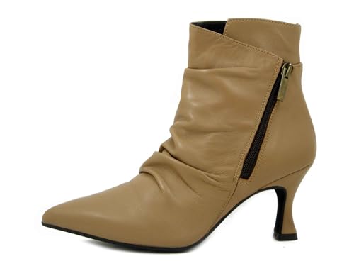OSVALDO PERICOLI Stiefeletten aus weichem Nappaleder, Beige, mittlerer Absatz 8 cm, 48530M, beige, 38 EU von OSVALDO PERICOLI