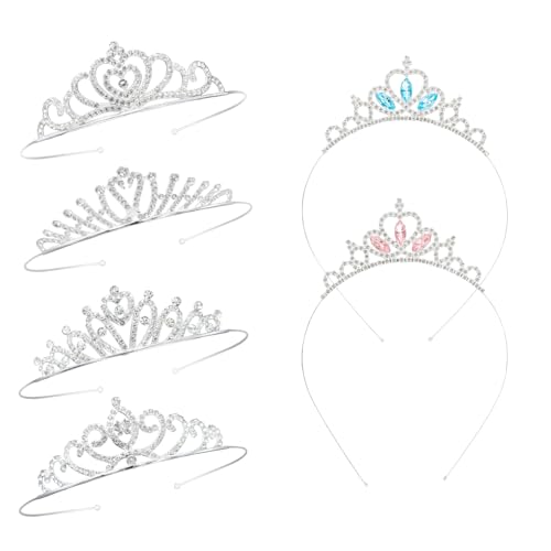 OT-NVWOZR 6 Stück Prinzessin Tiara Krone Damen, Mädchen Stirnband Haarreifen Strass Krone Kristalle, Herzform Hochzeit Haarband Haarschmuck für Kinder Teenager Frauen Geburtstag Party von OT-NVWOZR