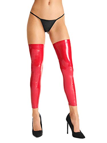 OT Wetlook-Beinstulpen mit Reißverschluss Erotik Stockings Strümpfe Lack in rot von 7-Heaven (L/XL) von OT