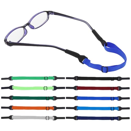 OTAIVE 10 Stück Brillenband,Brillenbänder,Rutschfeste,Schwanzlose,Verstellbare Mehrfarbig Brillengurt für Jungen Und MäDchen,Geeignet FüR Lesebrille,Schutzbrille,Sonnenbrille von OTAIVE