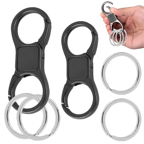 OTAIVE 2 Pcs Schlüsselanhänger,Schlüsselbund mit 4 Schlüsselanhänger Karabiner Heavy Duty Clip Legierung Schlüsselhalter Mann Frauen Schlüssel Karabiner Organizer Keychain Männer von OTAIVE