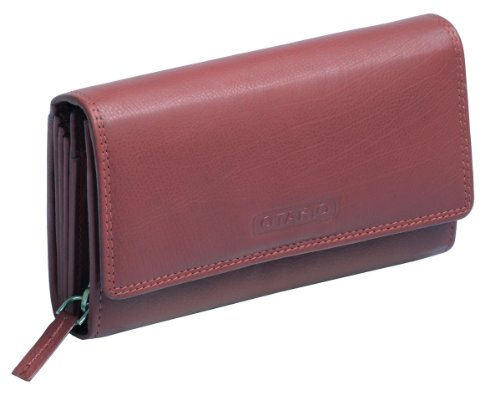 Damenlangbörse OTARIO, in Echt-Leder, cherry, 17x9x3cm von OTARIO