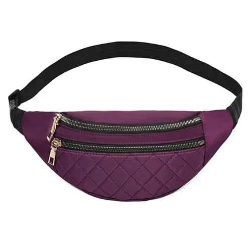 OTBEHUWJ Handtasche Taillenbeutel wasserdichte Tasche Casual Brust Handtasche Sporttasche Geldbörse Plaid Taillenpack Bauchbeutel-Lila B-Einheitsgröße von OTBEHUWJ