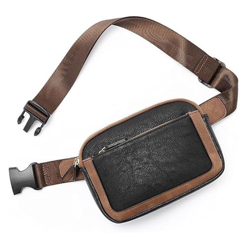 OTBEHUWJ Handtasche Taillengürtelbeutel Für Frauen Crossbody Taillenbeutel Verstellbares Riemen Leder Frauen Messenger Handtasche-Schwarz-A-Einheitsgröße von OTBEHUWJ