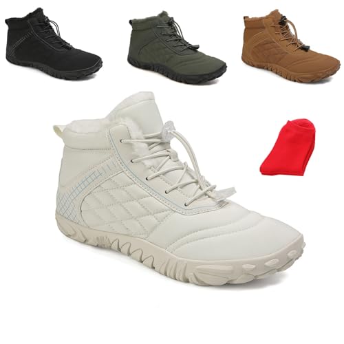OTEB Barfußschuhe for den Winter for Herren und Damen, Wanderstiefel, warme Schlupfstiefel, Barfußschuhe for den Winter(Beige,43 EU) von OTEB