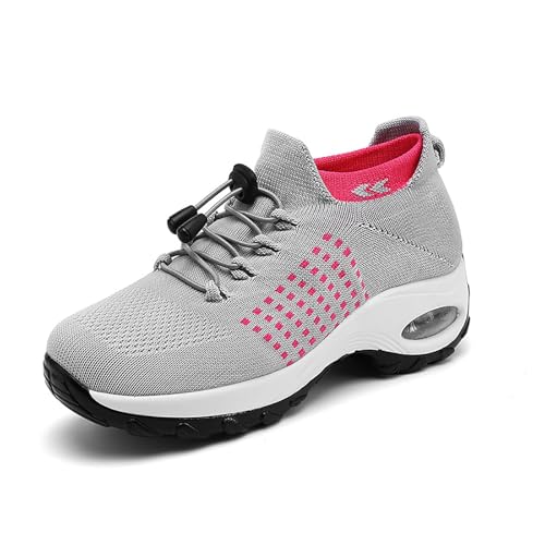ZDOUXUAN Bequeme Schuhe for Damen, orthopädische Damen-Sneaker, Bequeme, atmungsaktive Laufschuhe mit Mesh-Obermaterial(Grey,38 EU) von OTEB