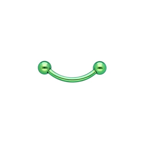 OTHER Piercing Augenbrauen Banane Curved Barbell Piercing Lippenpiercing Augenbrauenpiercing Damen Herren Labret Septum Ring Helix Rook Ohr Schmuck Piercings Smaragdgrün 1,2x6x3 mm von OTHER Piercing