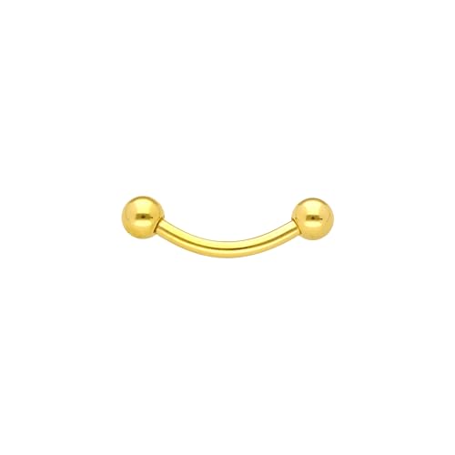 OTHER Piercing Augenbrauen Banane Titan Curved Barbell Piercing Lippenpiercing Augenbrauenpiercing Damen Herren Labret Septum Ring Helix Rook Ohr Schmuck Piercings Gold 1,2x10x3 mm von OTHER Piercing