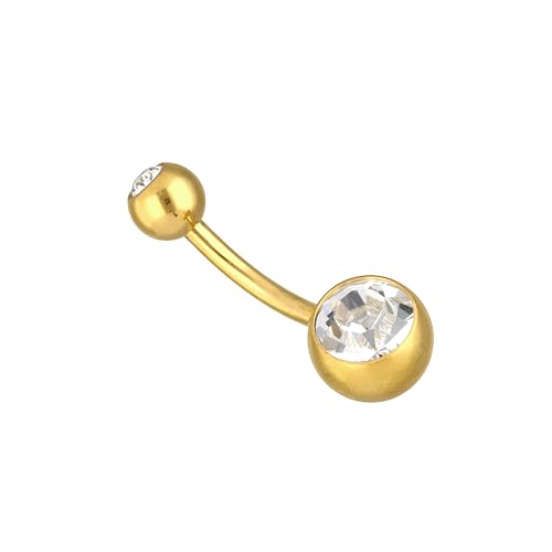 OTHER Piercing Bauchnabelpiercing Aus Titan Nabelpiercing Piercing Für Bauchnabel Für Damen Herren Schmuck Piercings Mit 2 Abschraubaren Kugeln Banane Mit Außengewide Gold 10mm von OTHER Piercing