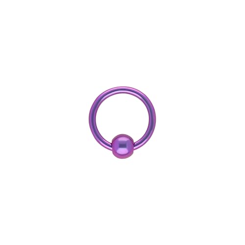 OTHER Piercing Klemmkugelring Captive Bead Ring Nasenpiercing Damen Herren Ohrpiercing Standard Lobe Helix Tragus Conch Ohr Schmuck Piercings Titan Lila 1,2x10x4 mm von OTHER Piercing