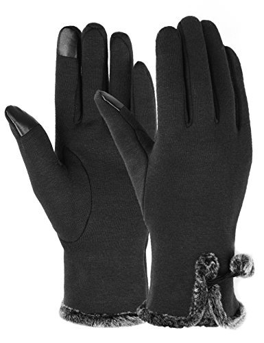 OTIOTI 1 Paar Damen-Handschuhe, Winter-Touchscreen-Texting-Handschuhe für Damen, Fleece-gefüttert, dicke, warme Handschuhe, A-1 Paar (schwarz), Medium von OTIOTI