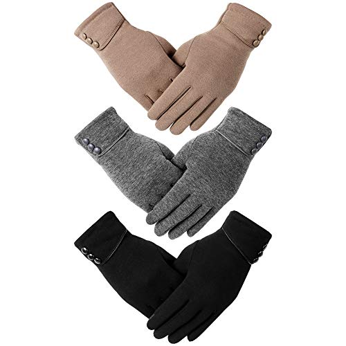 OTIOTI 3/6 Paar Damen Handschuhe Winter Touchscreen Texting Handschuhe für Damen Fleece gefüttert dicke warme Handschuhe, C-3 Paar-3 von OTIOTI