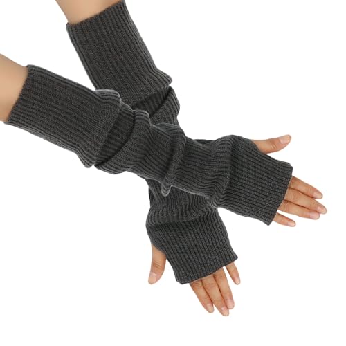 OTKARXUS Armstulpen Damen,1 Paar Lang Fingerlose Handschuhe Stricken mit Daumenloch,Winter Warme Pulswärmer Fäustlinge für Frauen Damen Mädchen von OTKARXUS