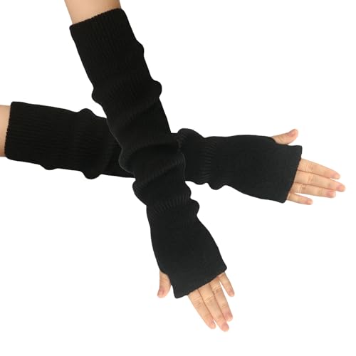 OTKARXUS Armstulpen Damen,1 Paar Lang Fingerlose Handschuhe Stricken mit Daumenloch,Winter Warme Pulswärmer Fäustlinge für Frauen Damen Mädchen von OTKARXUS