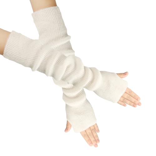 OTKARXUS Armstulpen Damen,1 Paar Lang Fingerlose Handschuhe Stricken mit Daumenloch,Winter Warme Pulswärmer Fäustlinge für Frauen Damen Mädchen von OTKARXUS