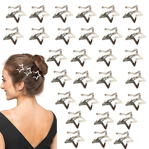 Stern-Haarspangen, 30 Stück, hohl, silberfarben, Haarspangen, rutschfeste Metallstern-Clips, niedliches Haarstyling-Zubehör für Damen, Mädchen, Kinder, Frauen, Haar-Accessoires von OTKARXUS