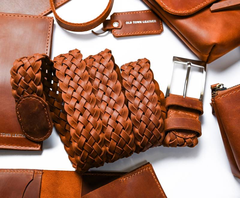 Cognacfarbener Gürtel, Geflochtener Ledergürtel, Karamellfarbener Schwarzer Schokoladengürtel, Gürtel Für Frauen, Männer von OTLbags