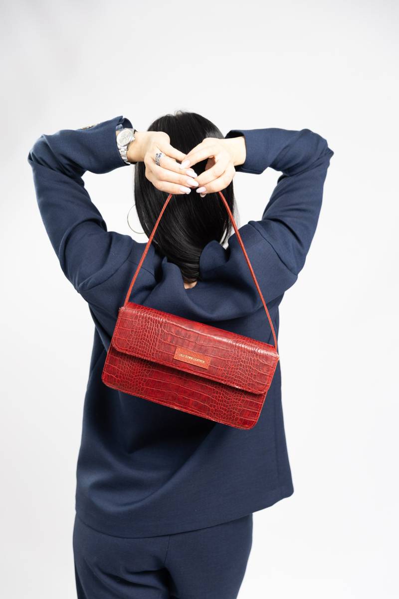 Rote Tasche, Ledertasche, Schultertasche, Personalisierte Handgemachte Tasche von OTLbags