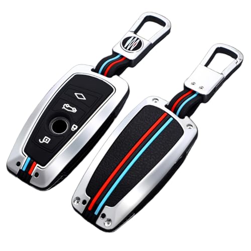 OTMIK Auto Schlüssel Abdeckung Passend für bmw F20 F30 G20 f31 F34 F10 G30 F11 X3 F25 X4 I3 M3 M4 1 3 5 Serie Zinklegierung Schlüsselanhänger Schlüsselabdeckung (4 Knöpfe Silber) von OTMIK
