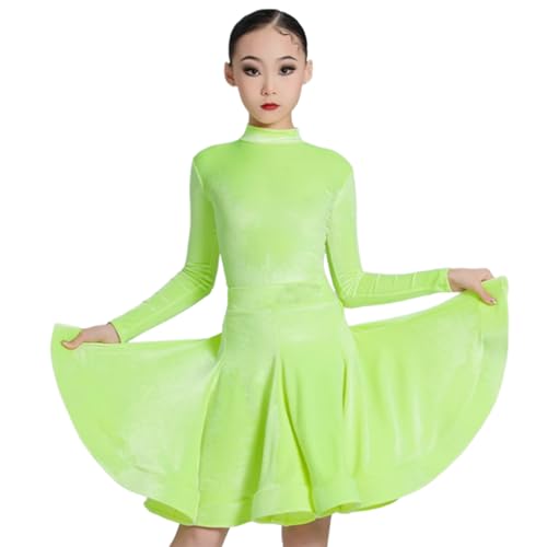 Mädchen Latein Tanzkleid Kinder Samt Salsa Tanzkleidung Wettbewerb Gesellschaftstanz Kleider Cha Cha Samba Rumba Tango Latein Tanzkleid,A10,170 von OTMYIGO