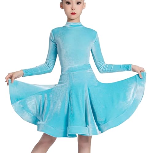 Mädchen Latein Tanzkleid Kinder Samt Salsa Tanzkleidung Wettbewerb Gesellschaftstanz Kleider Cha Cha Samba Rumba Tango Latein Tanzkleid,A3,150 von OTMYIGO
