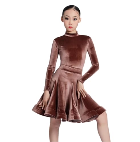 Mädchen Latein Tanzkleid Kinder Samt Salsa Tanzkleidung Wettbewerb Gesellschaftstanz Kleider Cha Cha Samba Rumba Tango Latein Tanzkleid,A7,140 von OTMYIGO